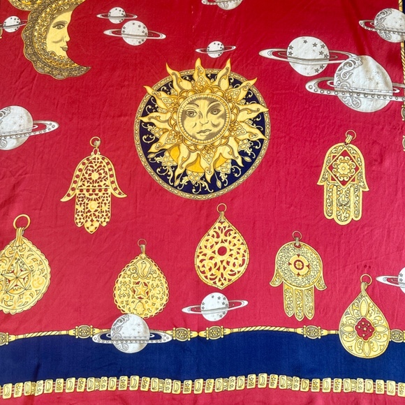 Vintage Celestial 100% Silk Scarf - Picture 4 of 5